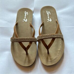 Seven7 Tan Casual Sandals Lightweight Thong